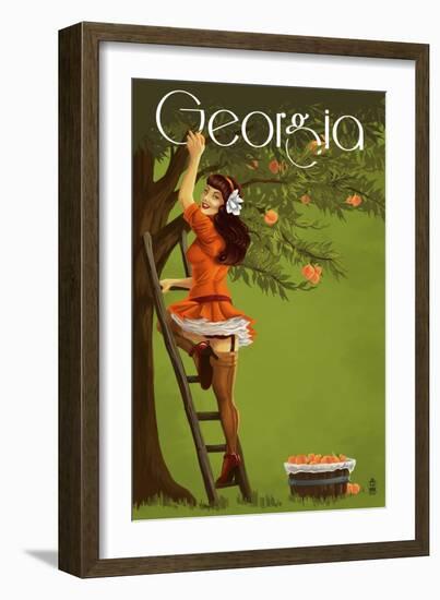 Georgia Peach Orchard Pinup Girl-Lantern Press-Framed Art Print