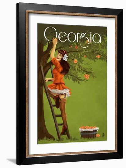 Georgia Peach Orchard Pinup Girl-Lantern Press-Framed Art Print