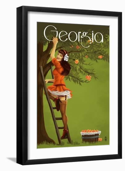 Georgia Peach Orchard Pinup Girl-Lantern Press-Framed Art Print