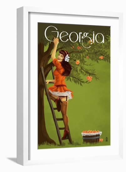 Georgia Peach Orchard Pinup Girl-Lantern Press-Framed Art Print