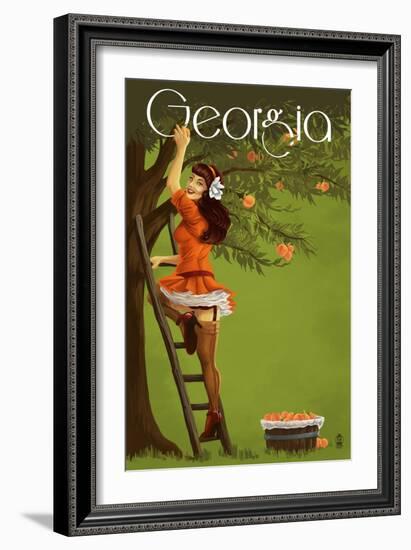 Georgia Peach Orchard Pinup Girl-Lantern Press-Framed Art Print