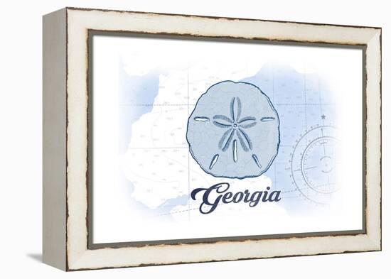 Georgia - Sand Dollar - Blue - Coastal Icon-Lantern Press-Framed Stretched Canvas