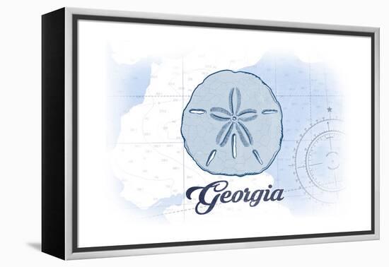 Georgia - Sand Dollar - Blue - Coastal Icon-Lantern Press-Framed Stretched Canvas