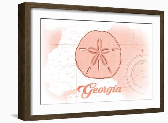 Georgia - Sand Dollar - Coral - Coastal Icon-Lantern Press-Framed Premium Giclee Print