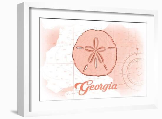 Georgia - Sand Dollar - Coral - Coastal Icon-Lantern Press-Framed Art Print