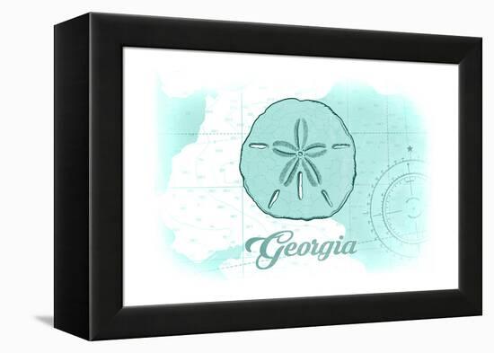 Georgia - Sand Dollar - Teal - Coastal Icon-Lantern Press-Framed Stretched Canvas