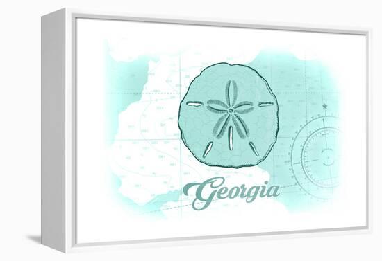 Georgia - Sand Dollar - Teal - Coastal Icon-Lantern Press-Framed Stretched Canvas