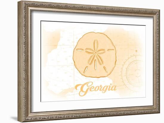 Georgia - Sand Dollar - Yellow - Coastal Icon-Lantern Press-Framed Art Print