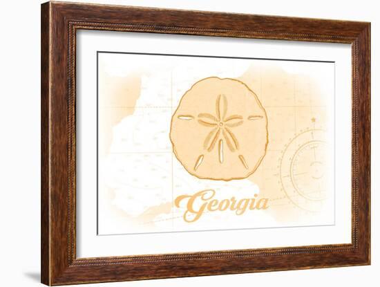 Georgia - Sand Dollar - Yellow - Coastal Icon-Lantern Press-Framed Art Print