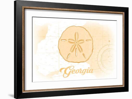 Georgia - Sand Dollar - Yellow - Coastal Icon-Lantern Press-Framed Art Print