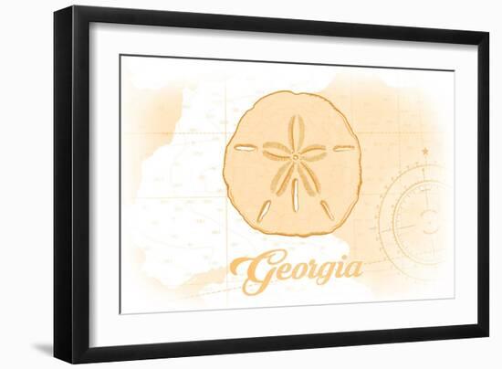 Georgia - Sand Dollar - Yellow - Coastal Icon-Lantern Press-Framed Art Print