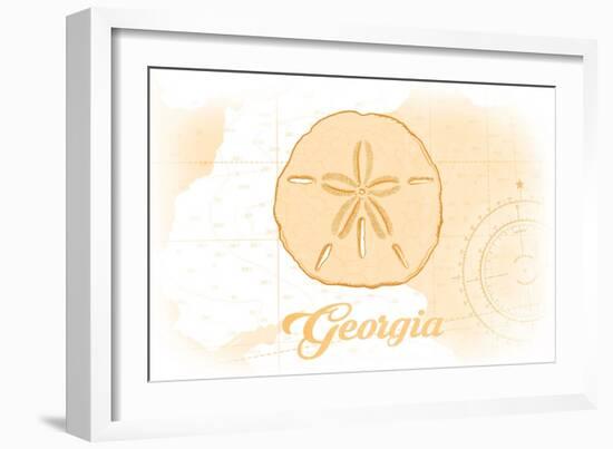 Georgia - Sand Dollar - Yellow - Coastal Icon-Lantern Press-Framed Art Print