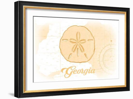 Georgia - Sand Dollar - Yellow - Coastal Icon-Lantern Press-Framed Art Print