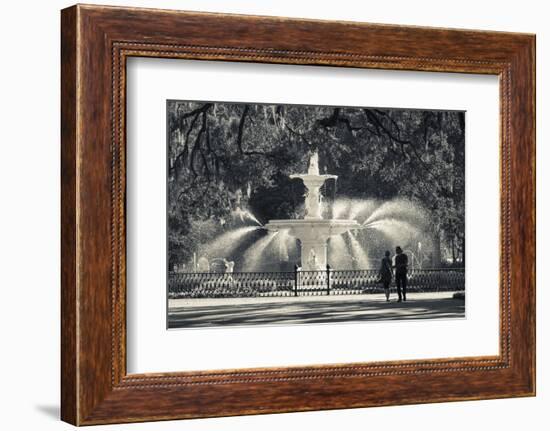 Georgia, Savannah, Fountain in Forsyth Park-Walter Bibikow-Framed Photographic Print