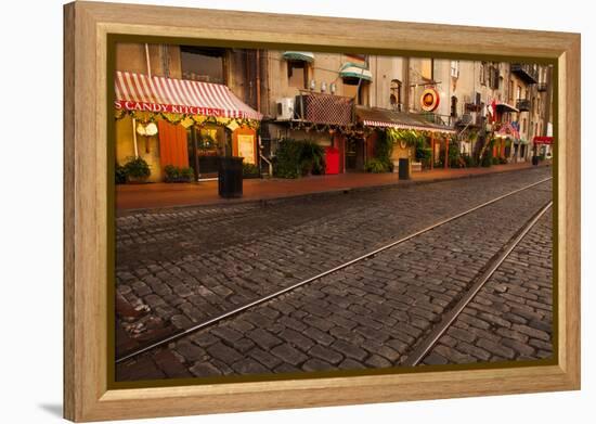 Georgia, Savannah, Rail Tracks Along Historic River Street-Joanne Wells-Framed Premier Image Canvas