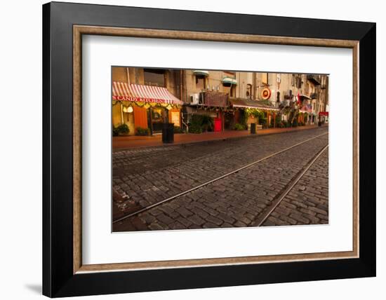 Georgia, Savannah, Rail Tracks Along Historic River Street-Joanne Wells-Framed Photographic Print