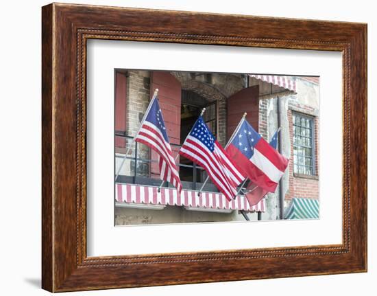 Georgia, Savannah, River Street, Flags-Jim Engelbrecht-Framed Photographic Print