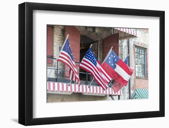 Georgia, Savannah, River Street, Flags-Jim Engelbrecht-Framed Photographic Print