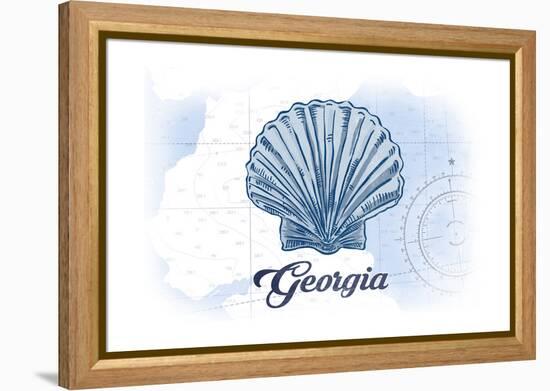 Georgia - Scallop Shell - Blue - Coastal Icon-Lantern Press-Framed Stretched Canvas