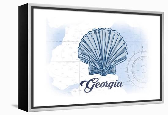 Georgia - Scallop Shell - Blue - Coastal Icon-Lantern Press-Framed Stretched Canvas