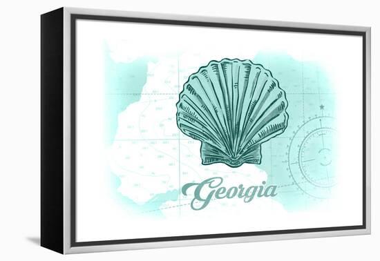 Georgia - Scallop Shell - Teal - Coastal Icon-Lantern Press-Framed Stretched Canvas