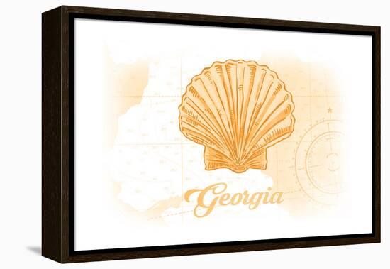 Georgia - Scallop Shell - Yellow - Coastal Icon-Lantern Press-Framed Stretched Canvas