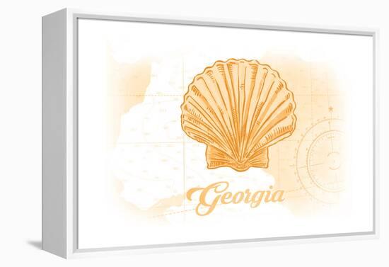 Georgia - Scallop Shell - Yellow - Coastal Icon-Lantern Press-Framed Stretched Canvas