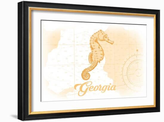 Georgia - Seahorse - Yellow - Coastal Icon-Lantern Press-Framed Art Print