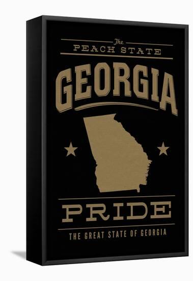 Georgia State Pride - Gold on Black-Lantern Press-Framed Stretched Canvas