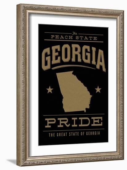 Georgia State Pride - Gold on Black-Lantern Press-Framed Art Print