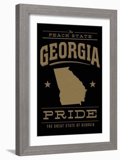 Georgia State Pride - Gold on Black-Lantern Press-Framed Art Print