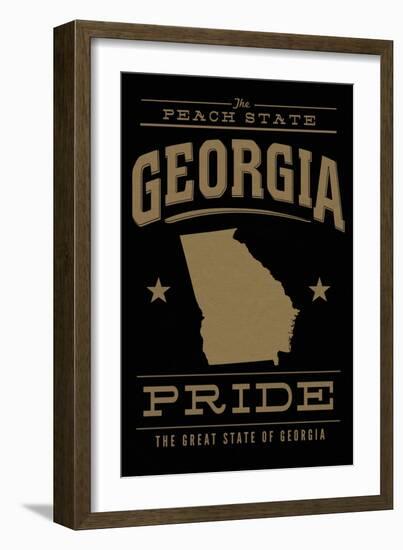 Georgia State Pride - Gold on Black-Lantern Press-Framed Art Print