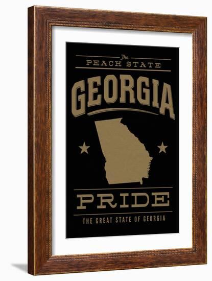 Georgia State Pride - Gold on Black-Lantern Press-Framed Art Print