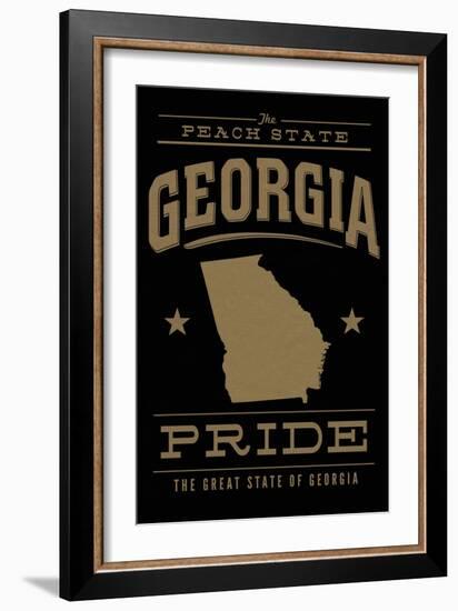 Georgia State Pride - Gold on Black-Lantern Press-Framed Art Print