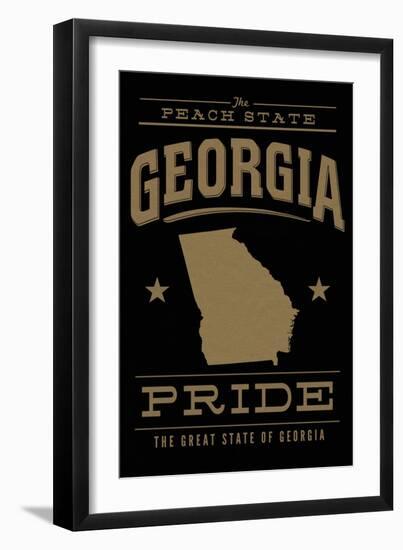 Georgia State Pride - Gold on Black-Lantern Press-Framed Art Print