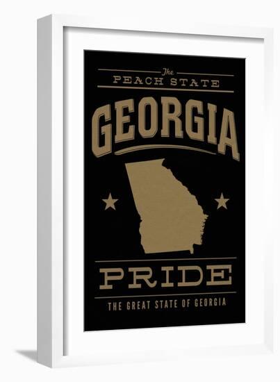 Georgia State Pride - Gold on Black-Lantern Press-Framed Art Print