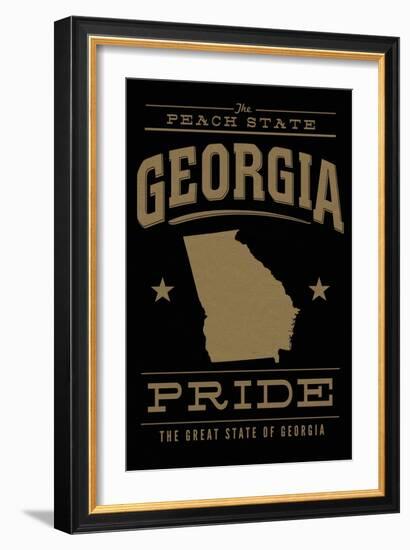 Georgia State Pride - Gold on Black-Lantern Press-Framed Art Print