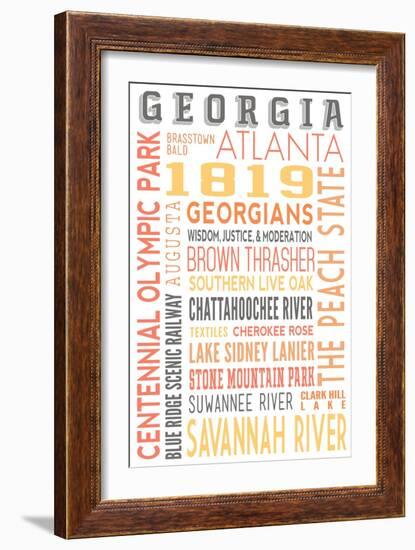 Georgia - Typography-Lantern Press-Framed Art Print