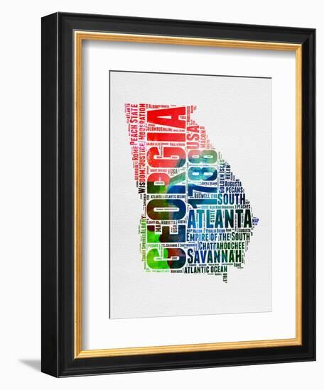 Georgia Watercolor Word Cloud-NaxArt-Framed Art Print