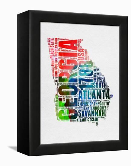 Georgia Watercolor Word Cloud-NaxArt-Framed Stretched Canvas