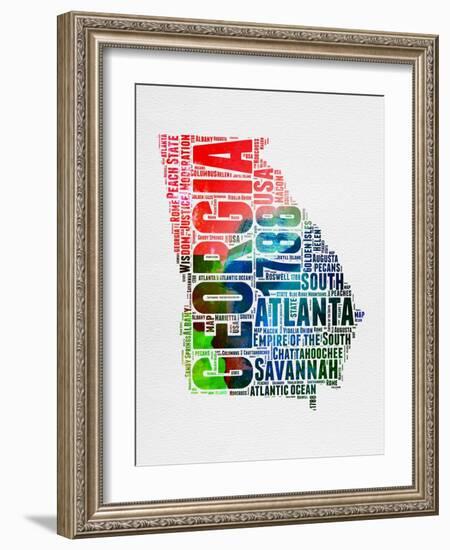 Georgia Watercolor Word Cloud-NaxArt-Framed Art Print