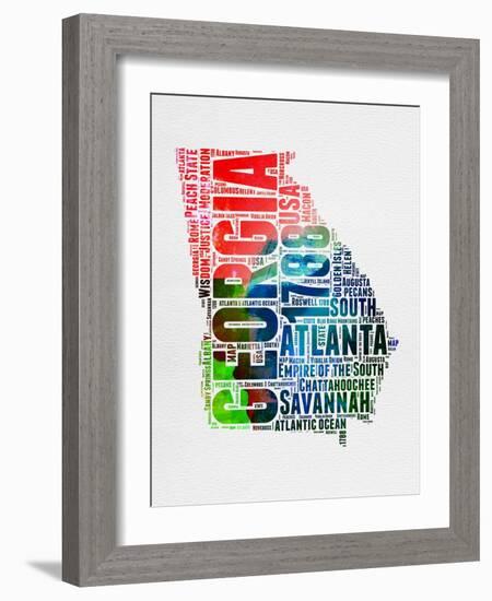 Georgia Watercolor Word Cloud-NaxArt-Framed Art Print