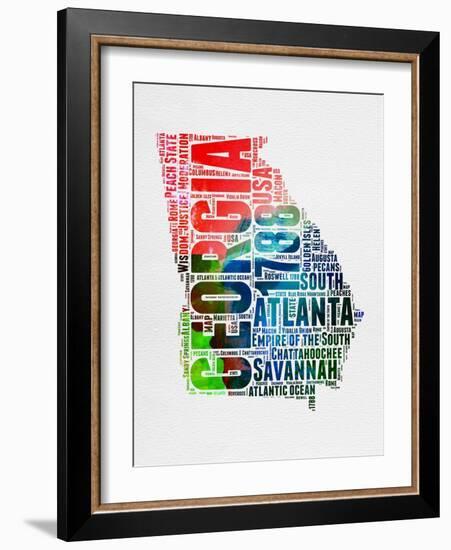 Georgia Watercolor Word Cloud-NaxArt-Framed Art Print