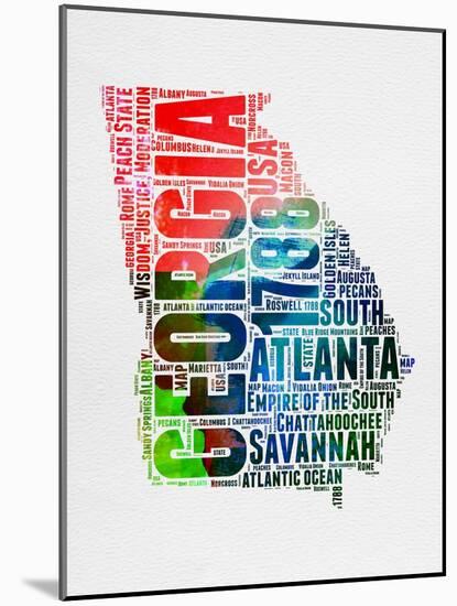 Georgia Watercolor Word Cloud-NaxArt-Mounted Art Print