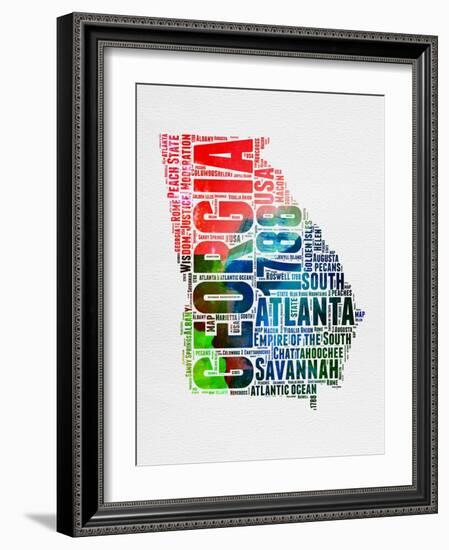 Georgia Watercolor Word Cloud-NaxArt-Framed Art Print