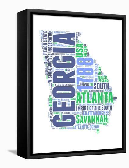 Georgia Word Cloud Map-NaxArt-Framed Stretched Canvas