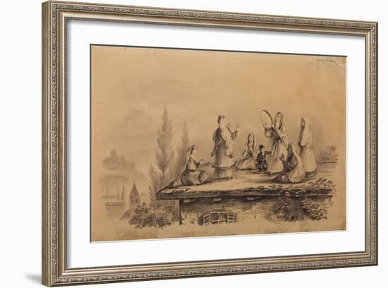 Georgian Women on the Roof (Lezghink), 1837-Mikhail Yuryevich Lermontov-Framed Giclee Print