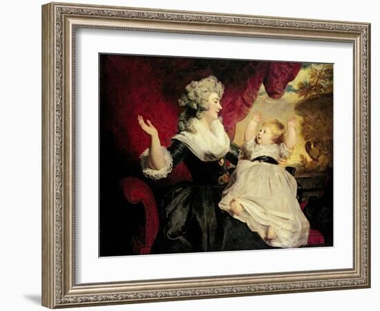 Georgiana, Duchess of Devonshire with Her Infant Daughter Lady Georgiana Cavendish-Sir Joshua Reynolds-Framed Giclee Print