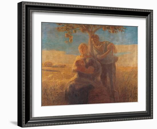 Georgica (Harvest Scene with Nursing Mother and Farmer Father)-Gaetano Previati-Framed Art Print