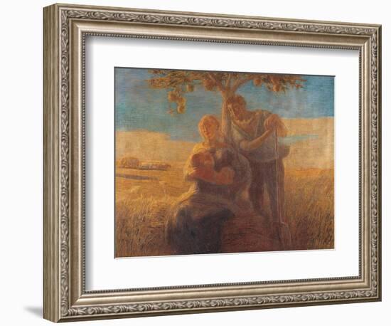 Georgica (Harvest Scene with Nursing Mother and Farmer Father)-Gaetano Previati-Framed Art Print